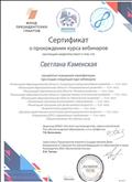 Сертификат о прохождении курса вебинаров