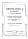 Сертификат участника web-семинара Лето красное - безопасное! Организация работы ДОО в теплый период года